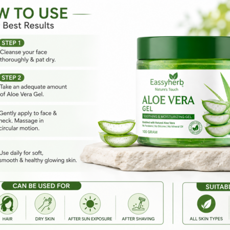 Eassyherb Aloe Vera Gel 100g | Natural Soothing & Moisturizing Face, Skin & Hair Gel - Image 5