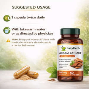 Eassyherb Premium Arjuna Extract Capsules | Natural Cardiovascular Wellness Support (60 Capsules) - Image 4