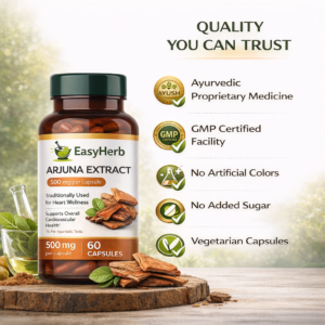 Eassyherb Premium Arjuna Extract Capsules | Natural Cardiovascular Wellness Support (60 Capsules) - Image 5