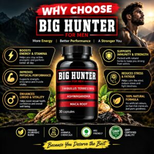 BIG HUNTER for Men – Ayurvedic Herbal Supplement with Tribulus, Ashwagandha & Maca Root (30 Capsules) - Image 2