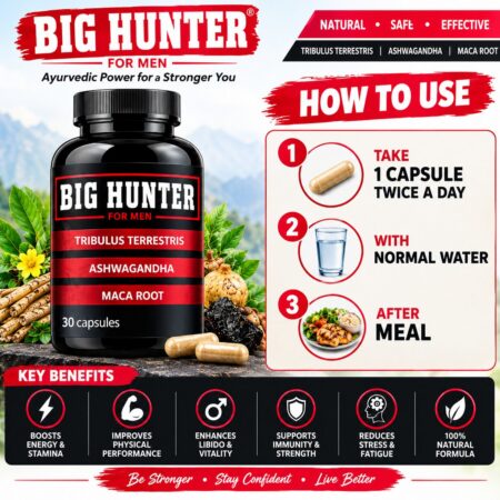BIG HUNTER for Men – Ayurvedic Herbal Supplement with Tribulus, Ashwagandha & Maca Root (30 Capsules) - Image 3
