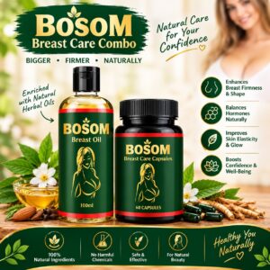 BOSOM Breast Massage Oil 100ml for Women | Natural Nourishing Body & Skin Care Oil - Image 1