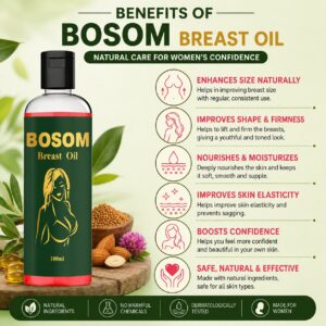 BOSOM Breast Massage Oil 100ml for Women | Natural Nourishing Body & Skin Care Oil - Image 4