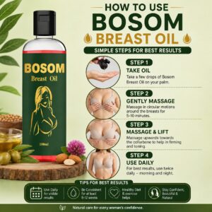 BOSOM Breast Massage Oil 100ml for Women | Natural Nourishing Body & Skin Care Oil - Image 5