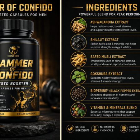 Hammer of Confido Testo Booster Capsules for Men | Energy & Strength Support (60 Capsules) - Image 2