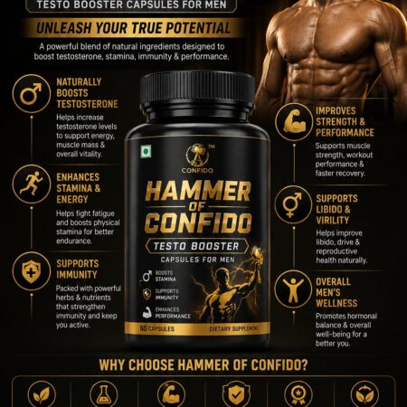 Hammer of Confido Testo Booster Capsules for Men | Energy & Strength Support (60 Capsules) - Image 3