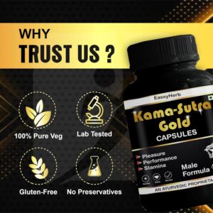 Eassyherb Kamasutra Gold Capsules for Men | Ayurvedic Performance & Stamina Formula (60 Capsules) - Image 2
