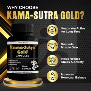 Eassyherb Kamasutra Gold Capsules for Men | Ayurvedic Performance & Stamina Formula (60 Capsules) - Image 3