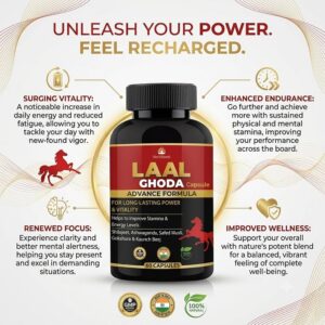 HerbShakti Laal Ghoda Power Booster Tablets for Men | Shilajit & Ashwagandha Blend (60 Capsules) - Image 2