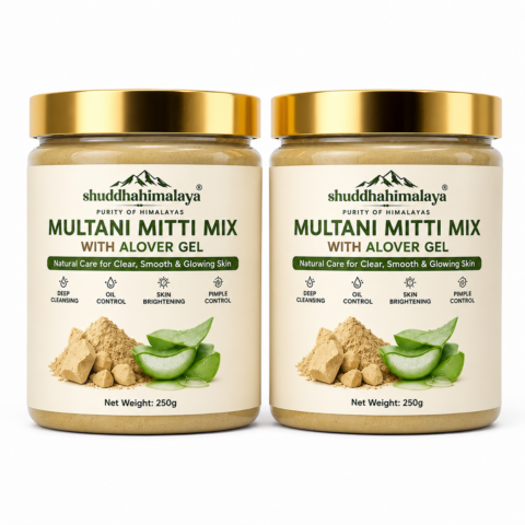 Shuddha Himalaya Multani Mitti Face Pack with Aloe Vera Gel (250g + 250g Pack of 2)