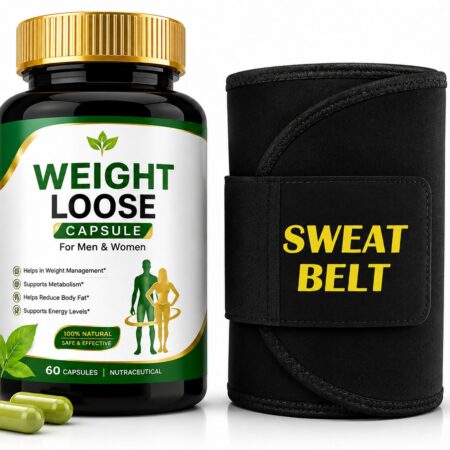 Weight Loss Support Capsules (60 Capsules) & Adjustable Sweat Belt Combo