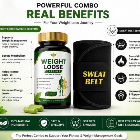 Weight Loss Support Capsules (60 Capsules) & Adjustable Sweat Belt Combo - Image 4